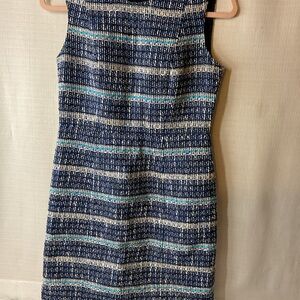 Tory Burch Blue and White Sheath Midi Dress
